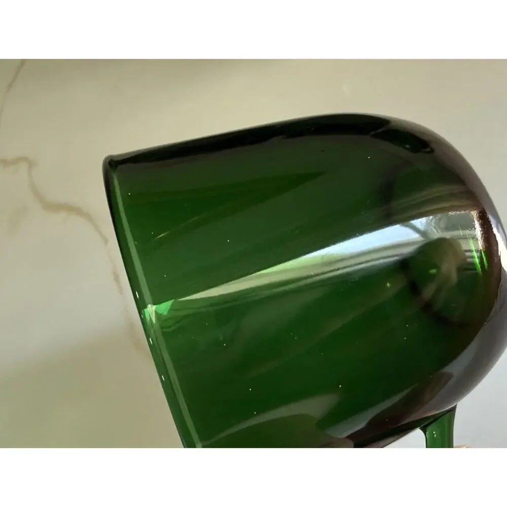 Vintage Crate And Barrel Green Emerald Glass Punch Cups Set of 6 Made in France